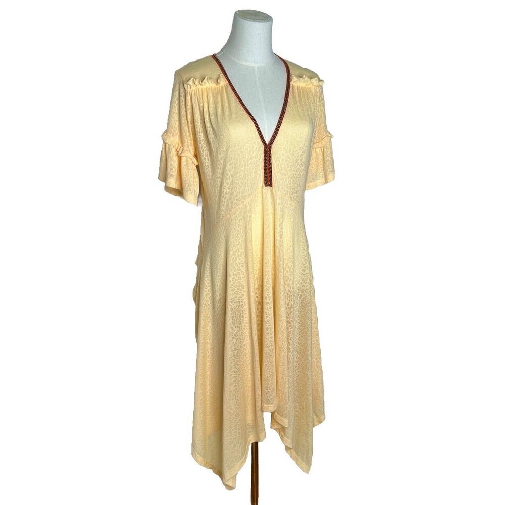 PitUSA peach Inca‎ Midi V neck coverup dress Asymmetrical Hem OS Petite Beach